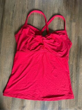 Red Twist Front Tankini Top